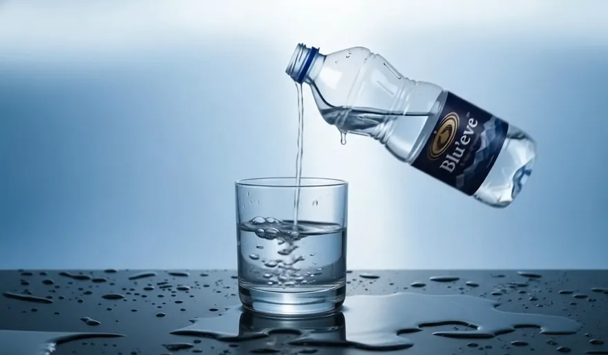 Blu'eve water being poured into a glass